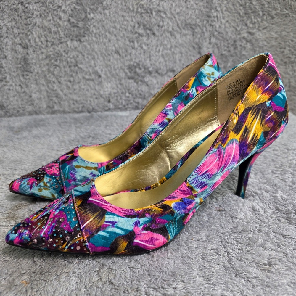 Torta Caliente Pumps Heels Pink Purple‎ Floral Rhinestone Women 10M NEW